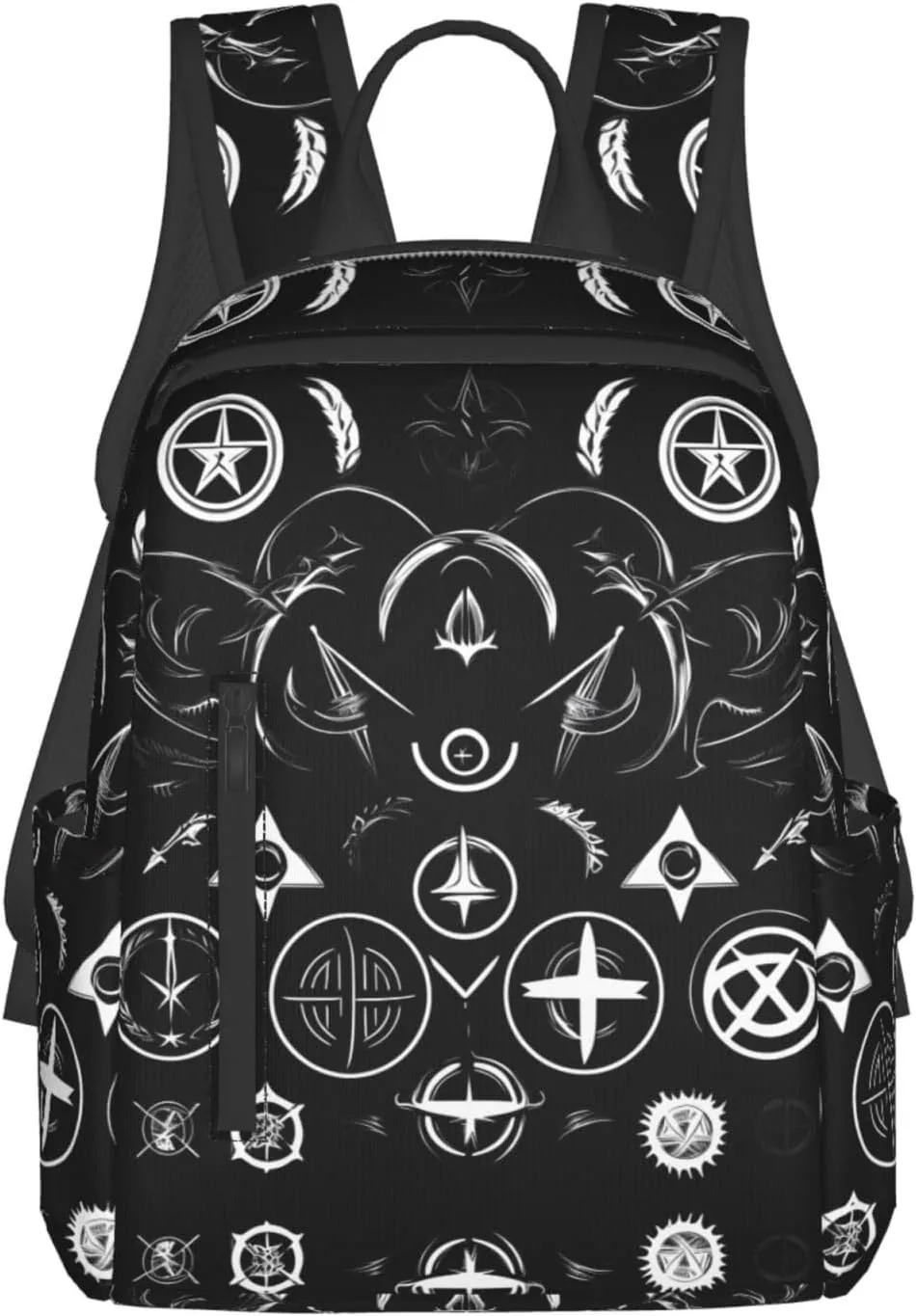 Supernatural Symbols Black Print Lightweight Backpack, Travel Bookbag College Bag,Laptop Backpack For Men Women