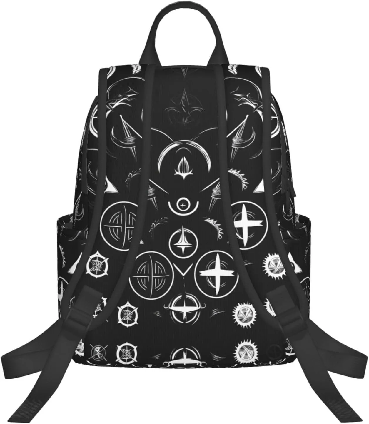Supernatural Symbols Black Print Lightweight Backpack, Travel Bookbag College Bag,Laptop Backpack For Men Women