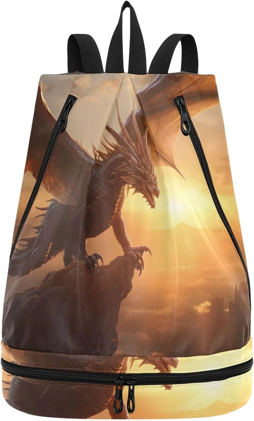 Swimming Bags Waterproof Gym Bag Swim Backpack for Beach Sports Pterosaur Dragon Dinosaur Pool Swimmers Men and Women