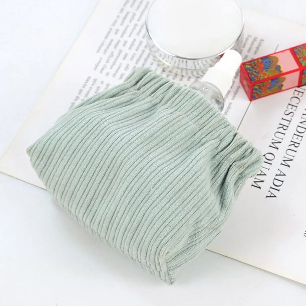 SZELL Pocket Cosmetic Bag Corduroy Elastic Self-Closing Pouches Waterproof Coin Purse for Makeup Lipstick Earphones Jewelry Organizer (Apricot)