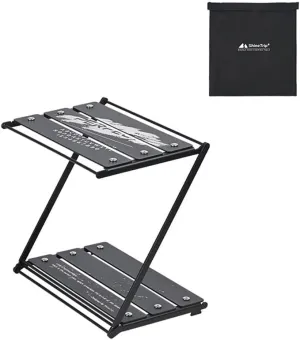 Tableware Storage Rack, Outdoor Camping Cups Bowls Folding Storage Rack Aluminum Alloy 2-Tier Storage Bracket Picnic BBQ Tableware Cookware Storage Rack Campsite Tools Shelf