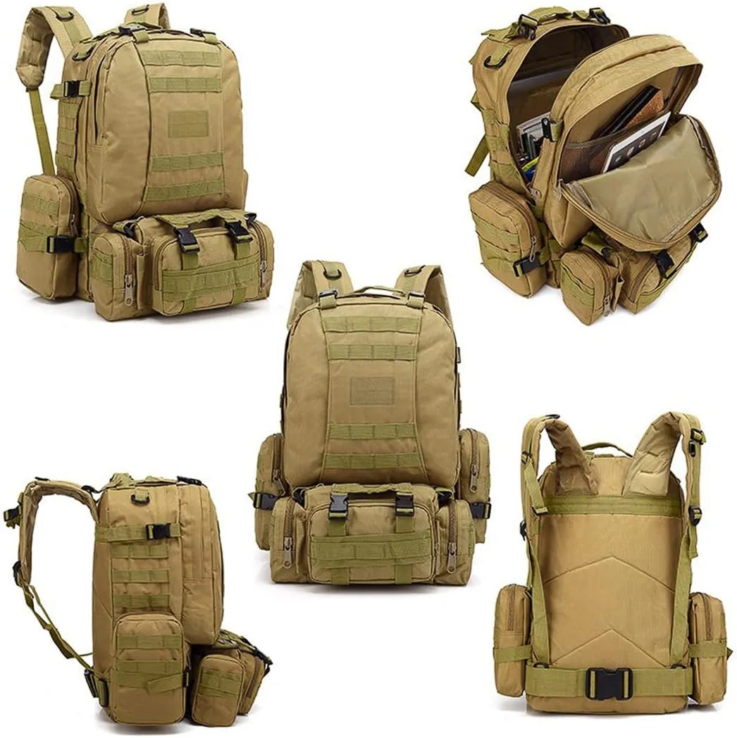 Tactical Backpack Military Army Rucksack 60L Large Assault Pack Camping Detachable Molle Bag (ACU)
