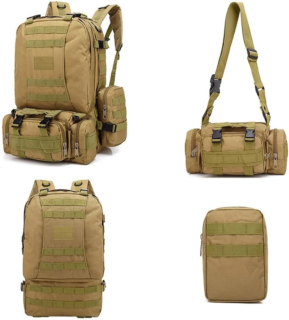 Tactical Backpack Military Army Rucksack 60L Large Assault Pack Camping Detachable Molle Bag (ACU)