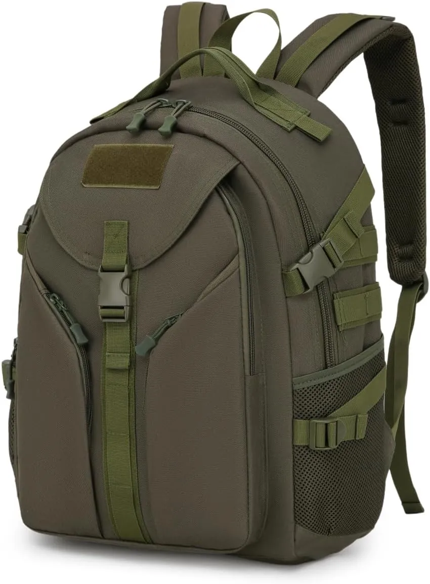 Tactical Backpack Military Molle Hiking 20-35L Outdoor Tactical Hiking Trail Camping Mountaineering Bag Army Green