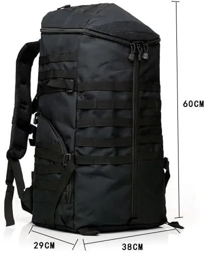 Tactical Backpack Military Molle Hiking 56-75L Assault Tactical Outdoor Hiking Bag Camping Camouflage Bag Black