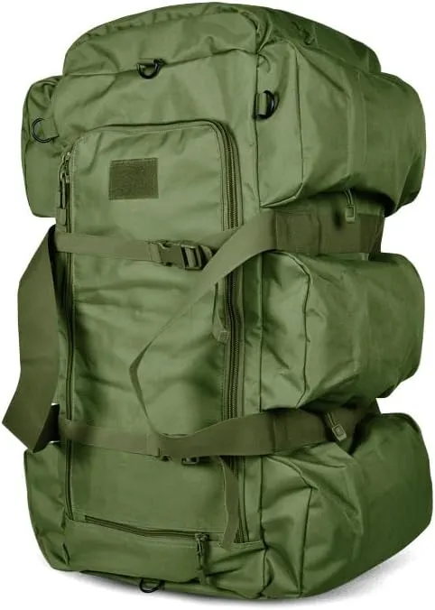 Tactical Backpack Military Molle Hiking 56-75L Outdoor Tactical One-Shoulder-Double-Shoulder Hand-Held Travel Bag Green