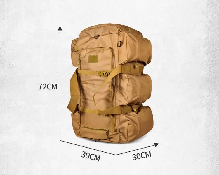 Tactical Backpack Military Molle Hiking 56-75L Outdoor Tactical One-Shoulder-Double-Shoulder Hand-Held Travel Bag Green