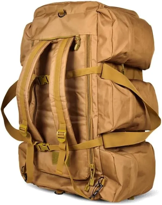 Tactical Backpack Military Molle Hiking 56-75L Outdoor Tactical One-Shoulder-Double-Shoulder Hand-Held Travel Bag Green