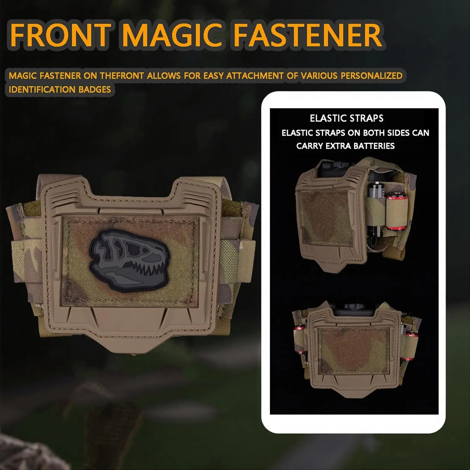 Tactical Helmet PVS31 NVG Battery Box Storage Pouch, Adjustable Tactical Helmet Retention System, T-Shaped Battery Holder Pack with Counterweight Bag