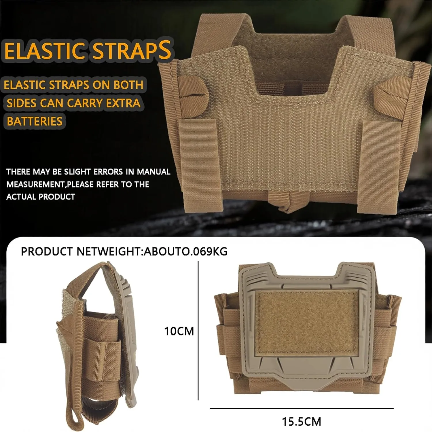 Tactical Helmet PVS31 NVG Battery Box Storage Pouch, Adjustable Tactical Helmet Retention System, T-Shaped Battery Holder Pack with Counterweight Bag