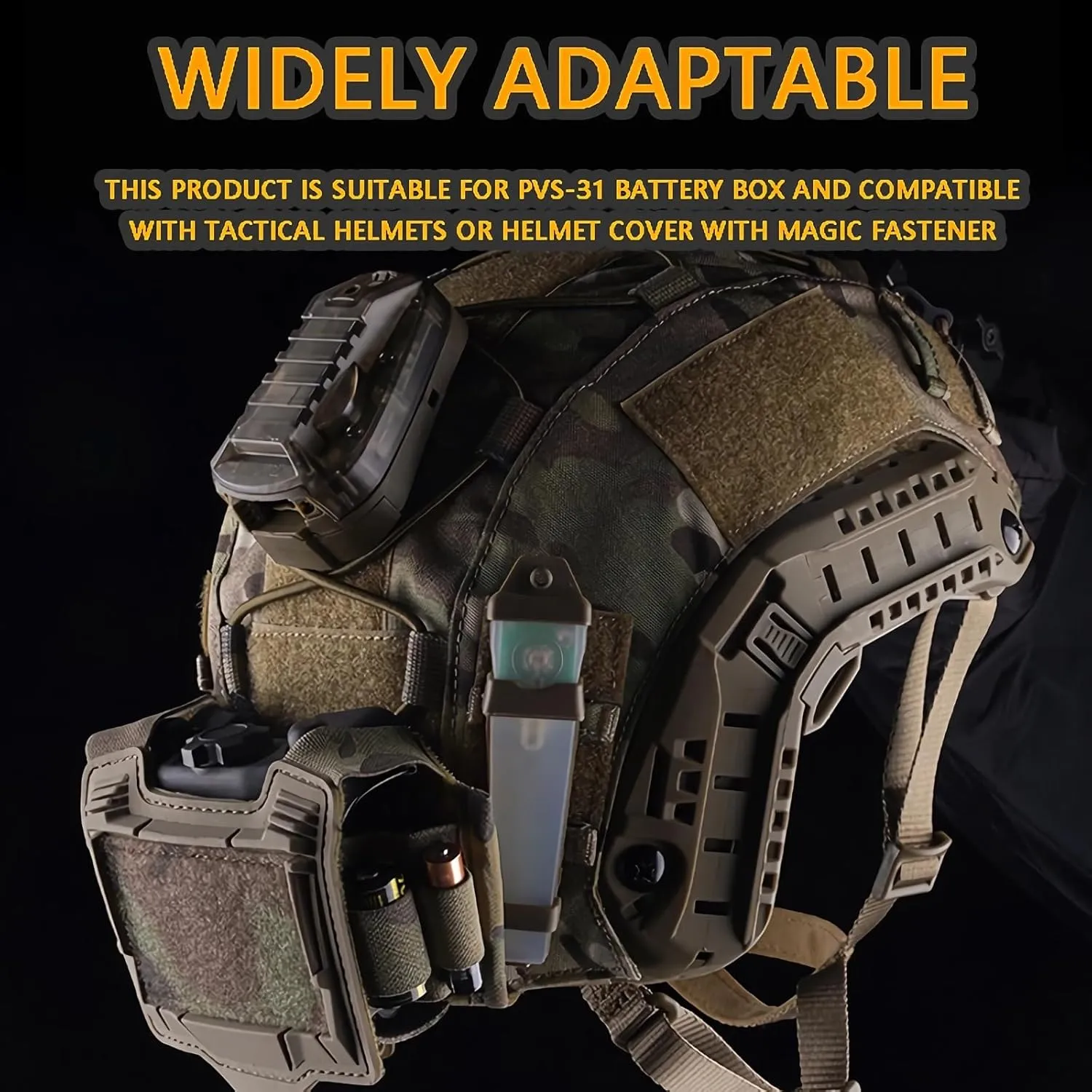 Tactical Helmet PVS31 NVG Battery Box Storage Pouch, Adjustable Tactical Helmet Retention System, T-Shaped Battery Holder Pack with Counterweight Bag