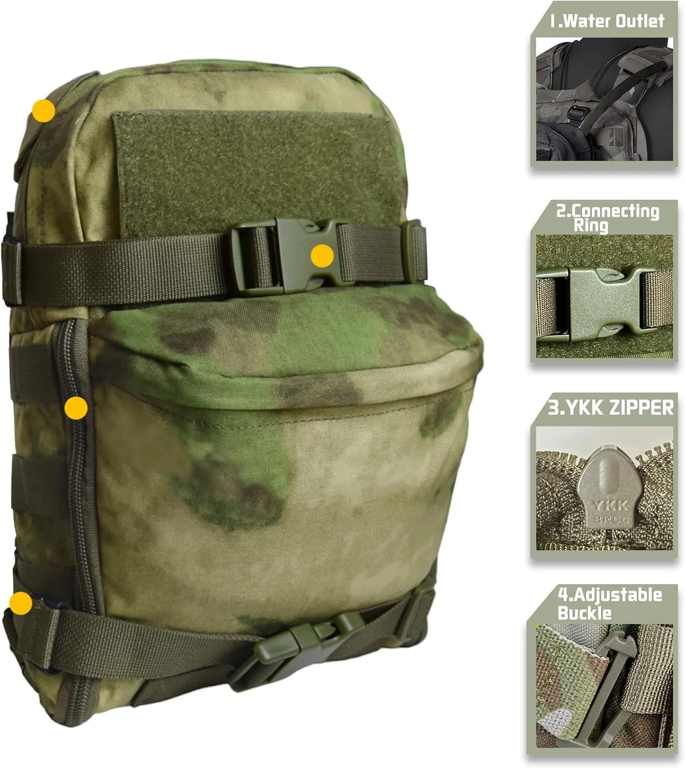 Tactical Hydration Backpack for 2L Hydration Bladder, Lightweight Hydration Backpack MOLLE Water Carrier for 2L Hydration Bladder Reservoir Pack for Hiking Biking Running Climbing