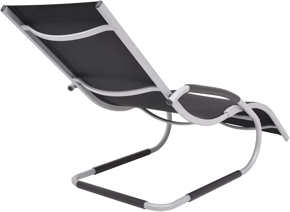 Tanning Chairs for Outside,Lounge Chairs for Outside,Sun Lounger with Pillow Aluminum and Textilene BlackIdeal for Garden, Patio, Camping