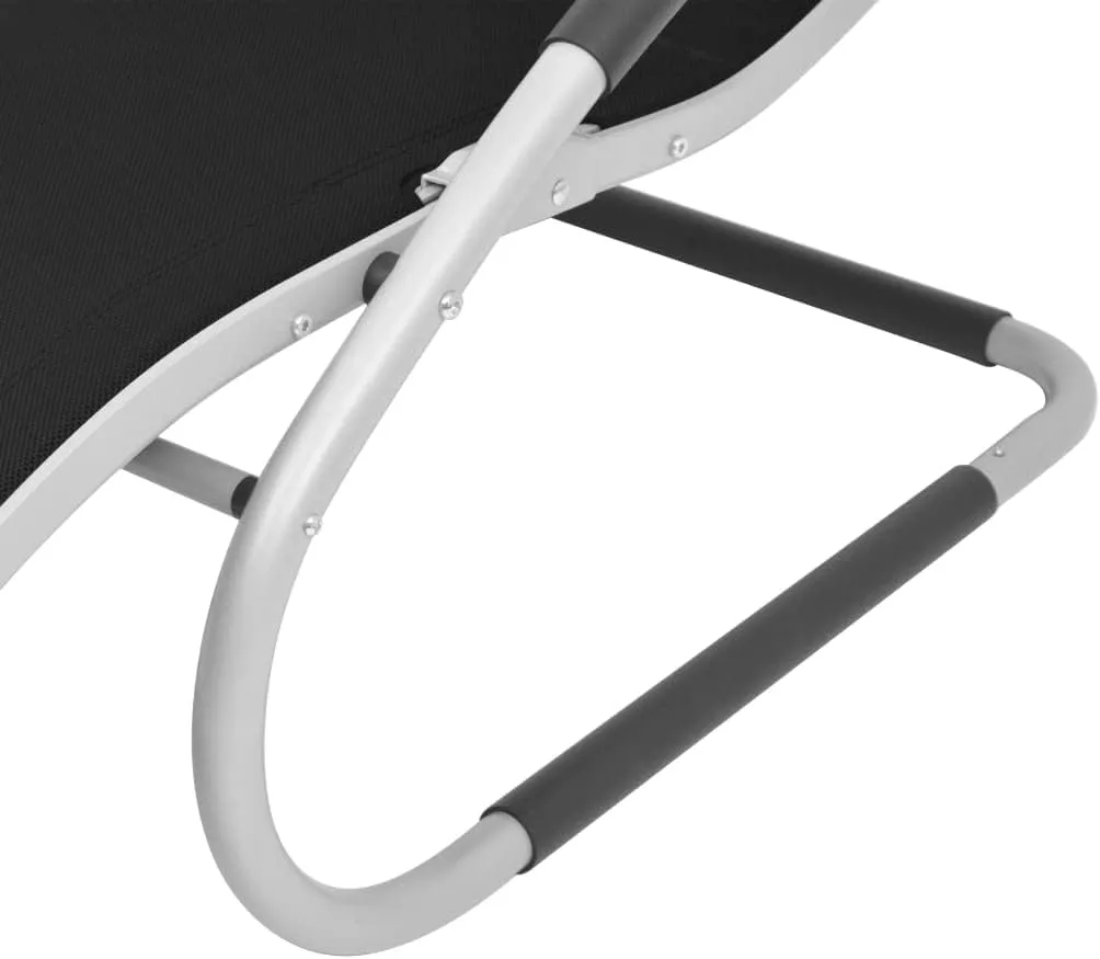Tanning Chairs for Outside,Lounge Chairs for Outside,Sun Lounger with Pillow Aluminum and Textilene BlackIdeal for Garden, Patio, Camping