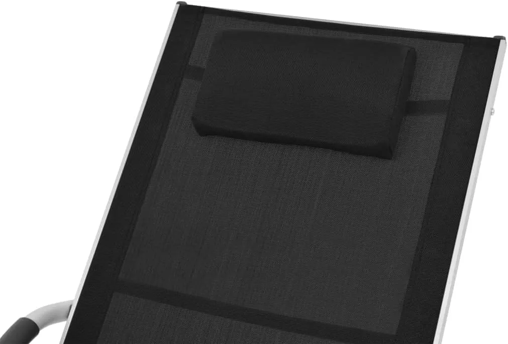 Tanning Chairs for Outside,Lounge Chairs for Outside,Sun Lounger with Pillow Aluminum and Textilene BlackIdeal for Garden, Patio, Camping