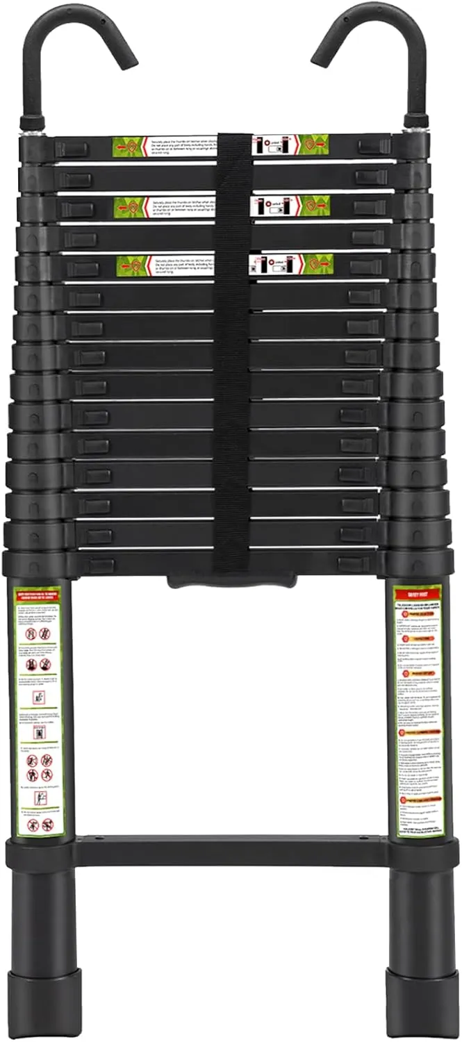 Telescopic Ladder, 20.34FT RIKADE Aluminum Telescoping Ladder with Stable Hook and Non-Slip Feet, Portable Extension Ladder for Household and Outdoor Working 330lb Capacity