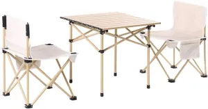TEmkin Outdoor Table and Chair Set Folding Picnic Table Portable Camping Table Aluminum Alloy (D 53cm*51cm*50cm)
