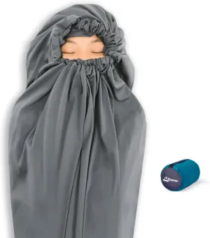 Thermolite All Season Sleeping Bag Liner Add Up to 22°F / 12°C, Mummy Sleeping Sack for Backpacking, Camping, Traveling, for Cold Weather Winter, Sleep Sack with Drawstring Hood (E626)