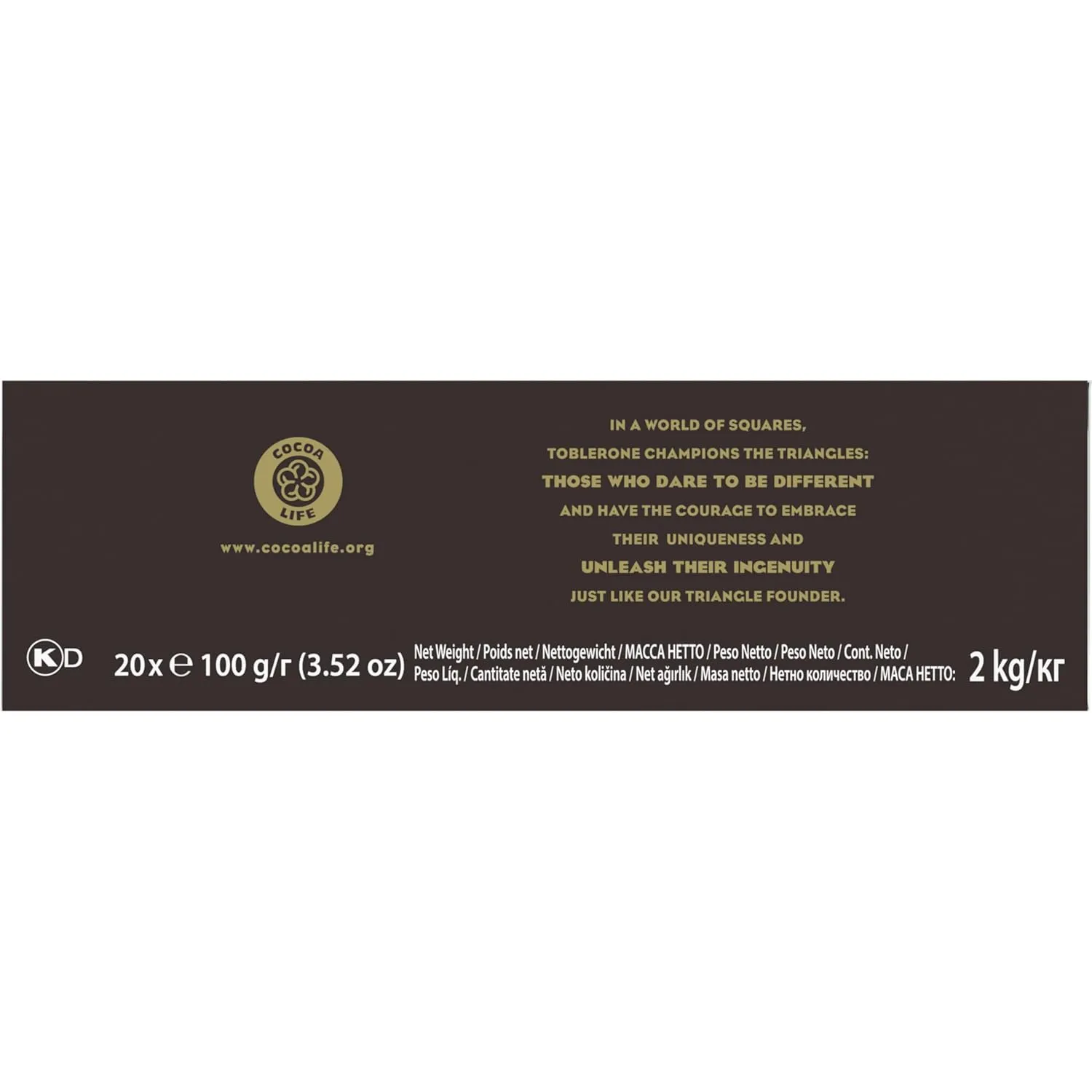 Toblerone Dark Chocolate Bar with Honey and Almond Nougat, 20 - 3.52 oz Bars