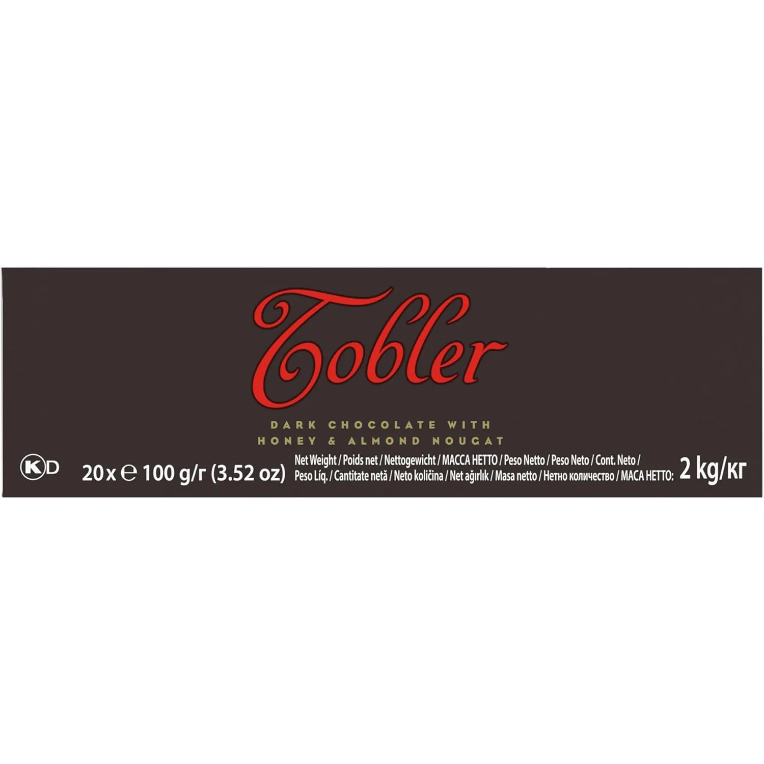 Toblerone Dark Chocolate Bar with Honey and Almond Nougat, 20 - 3.52 oz Bars