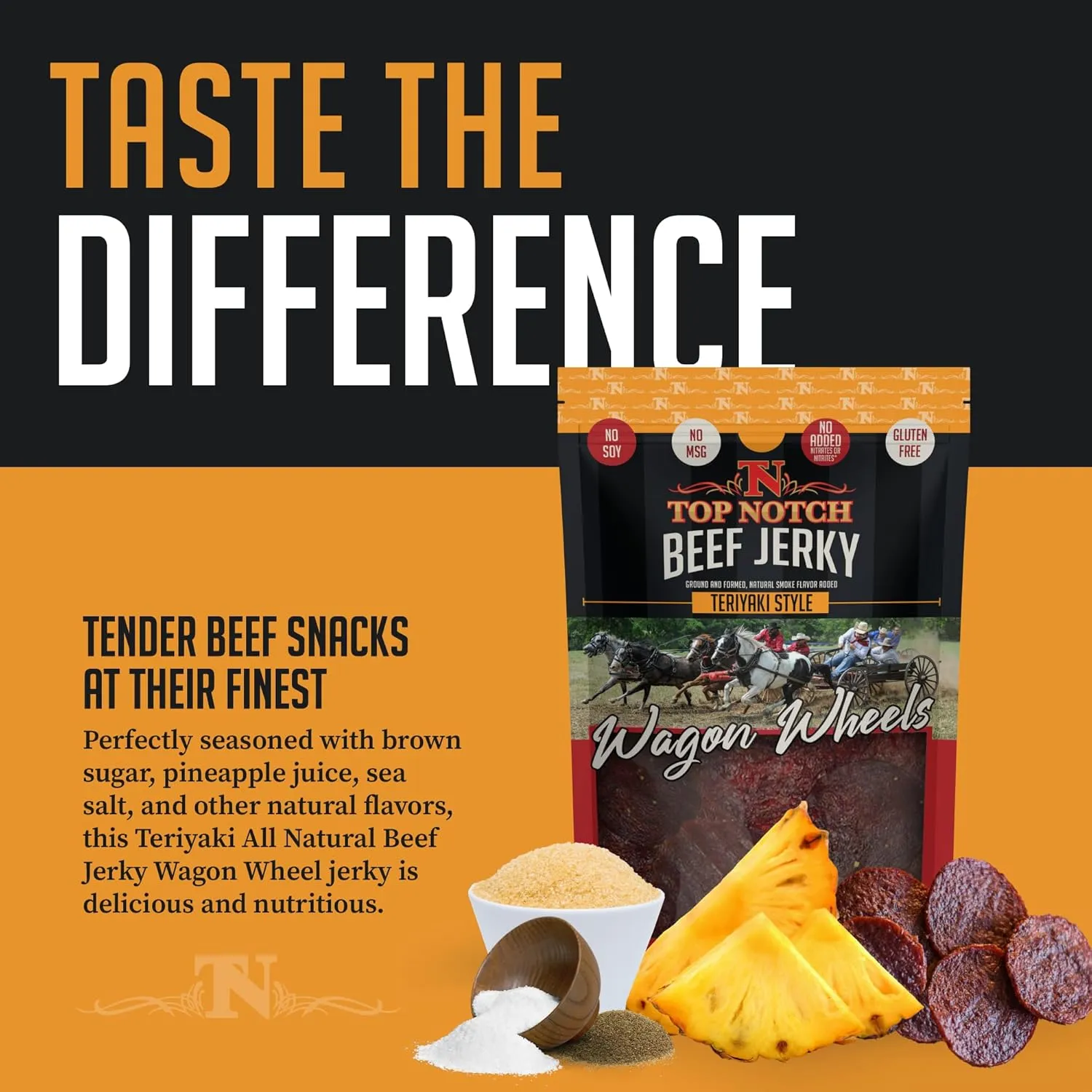 Top Notch Wagon Wheels Jerky - 10 oz Bag of Beef Jerky - High Protein Snacks for Kids and Adults Made From Locally Raised Beef - Flavorful Rounds of Premium Beef Jerky (Teriyaki)