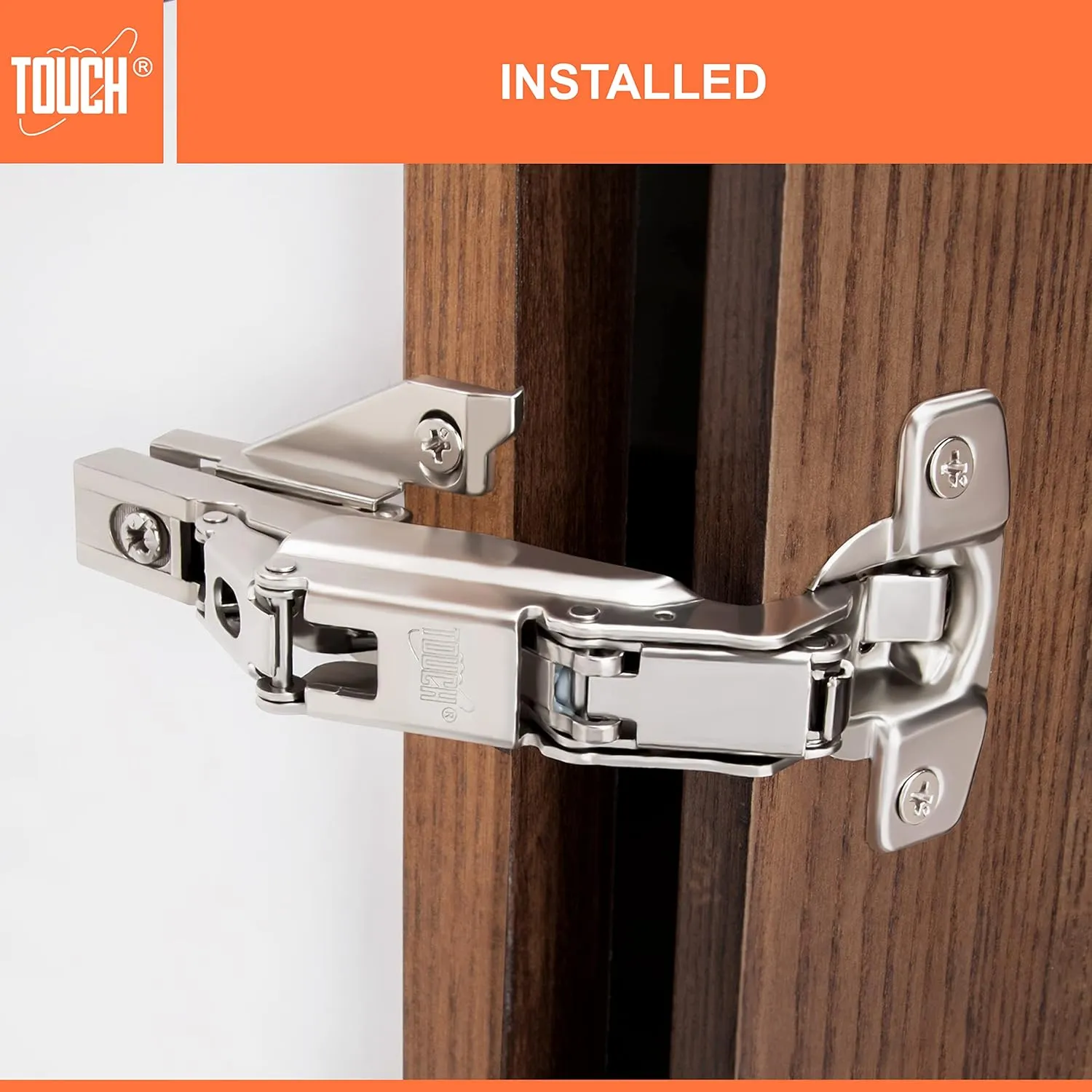TOUCH Cabinet Hinges (1 Pair, 2 PCS) Face Frame 165 Degree Full Overlay Clip-on Lazy Susan Self Close Folding Cupboard Door 3-Way Adjustable Kitchen Corner Cabinet Hinges with Screws