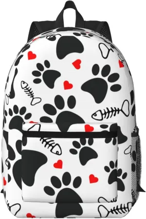Trace Doodle Paw of cat Prints Backpack for Worker Business Hiking Travel Shoulders Bag Fashion Backpack