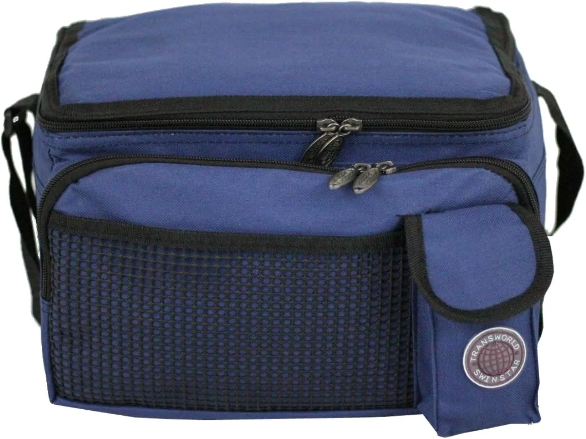 Transworld Durable Deluxe Insulated Lunch Cooler Bag (Many Colors and Size Available) (12"x10"x8 1/2", Navy)