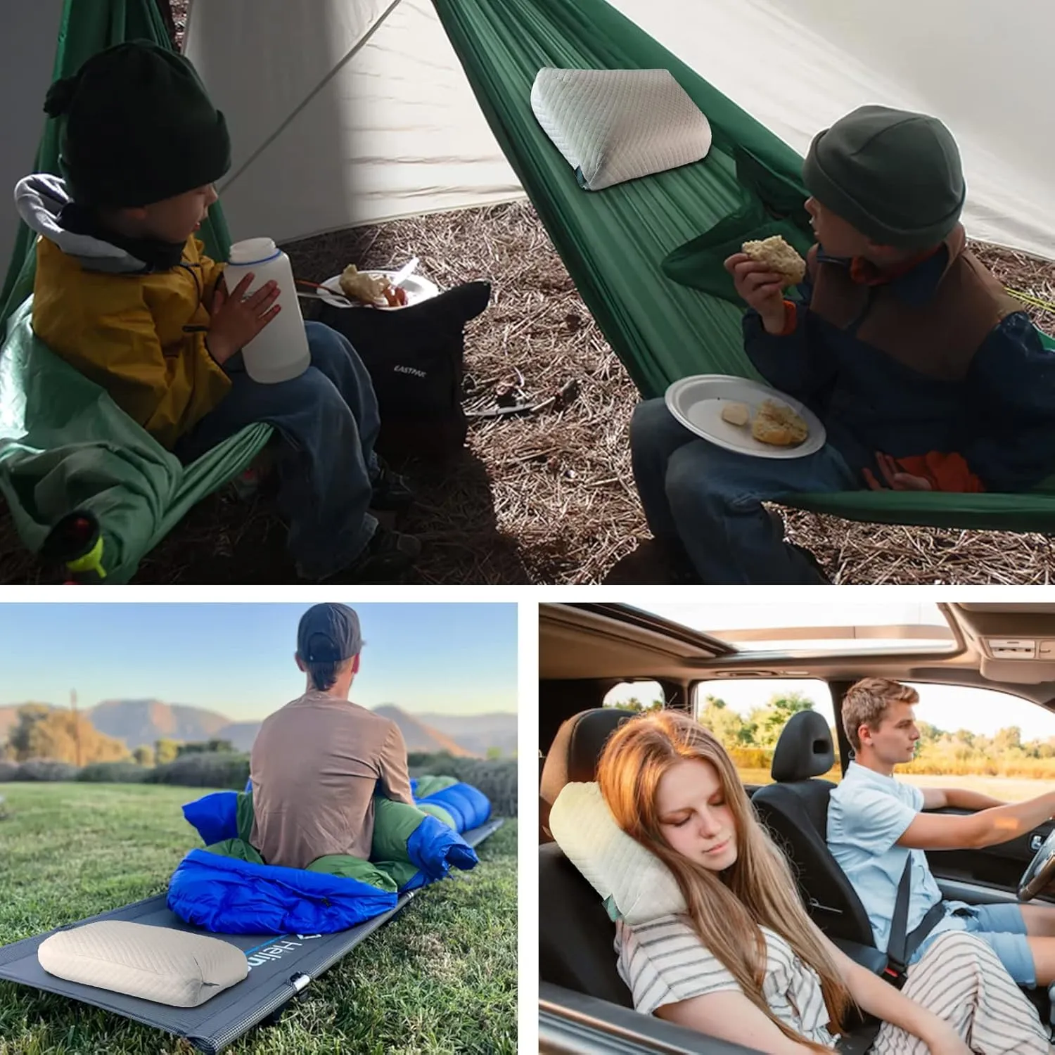 Travel & Camping Memory Foam Pillow, Travel Essentials, Hammock Pillows with Double-Layered Pillow Cover, Easy to Clean, Compact Travel Pillows for Sleeping (Grey)