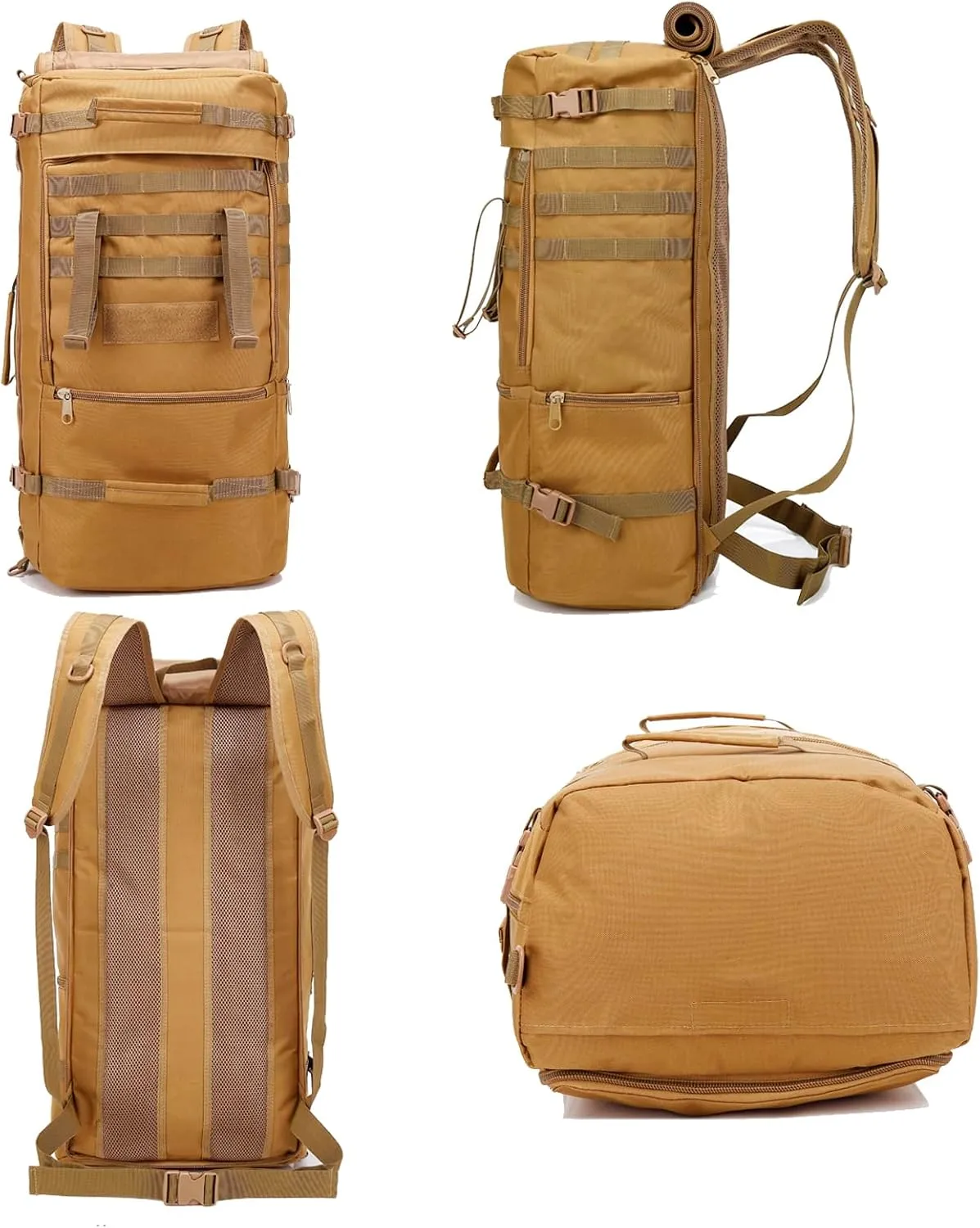 Travel Backpack 60L Hiking Bag 3 Way Day pack Extra Large 3~7 Day Bug Out Molle Survival Rucksack