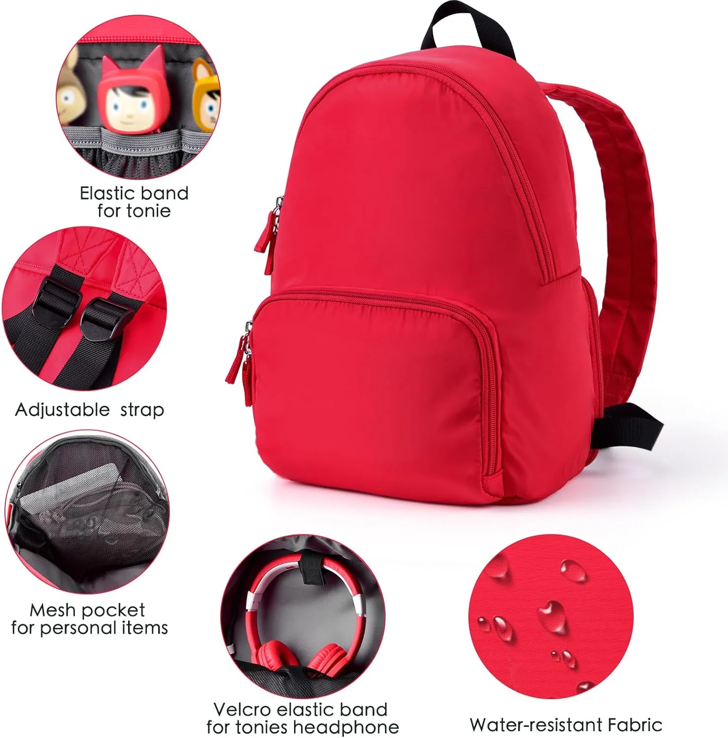 Travel Backpack for Toniebox Starter Set, Carrying Storage Case Bag for Tonies Figures, Headphone & Charging Station (Red)
