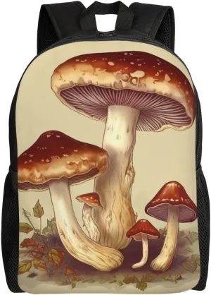 Travel Backpack Vintage Edible Mushrooms Laptop Backpack 16.1in Lightweight Hiking Daypack Computer Bag Gift for Women Men