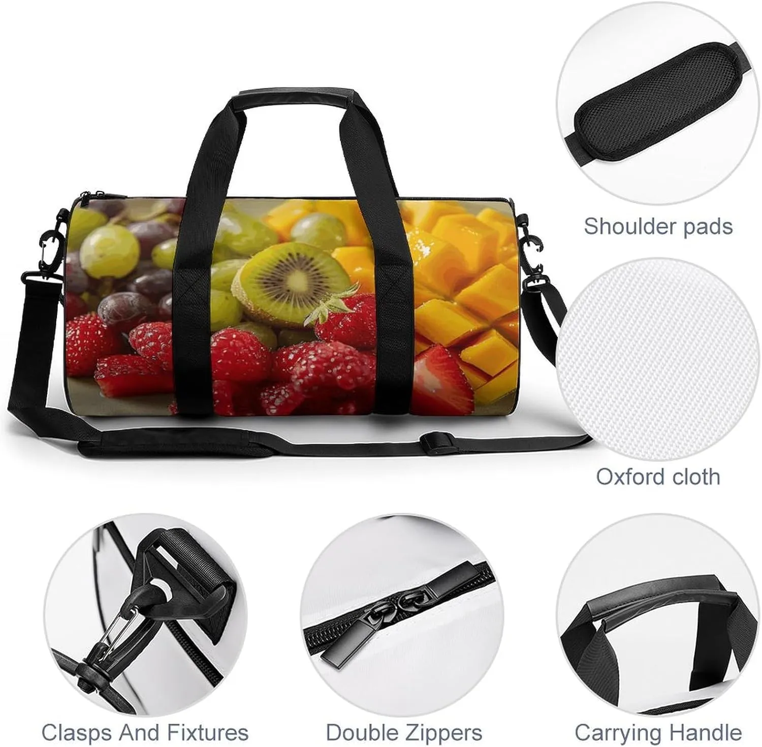 Travel Duffel Bag for Men And Women,A Plate of Fruit Waterproof Sports Fitness Bag Portable Travel Duffel Bag
