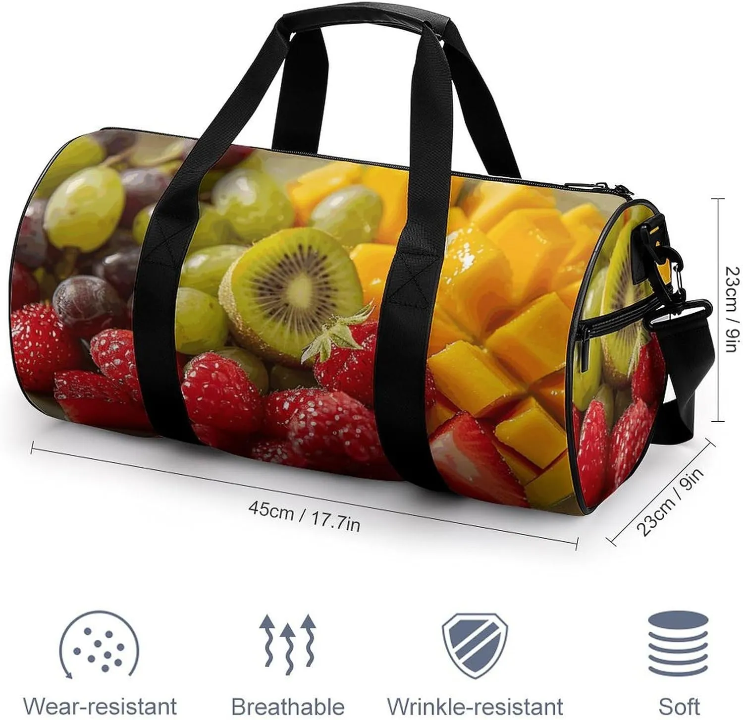 Travel Duffel Bag for Men And Women,A Plate of Fruit Waterproof Sports Fitness Bag Portable Travel Duffel Bag