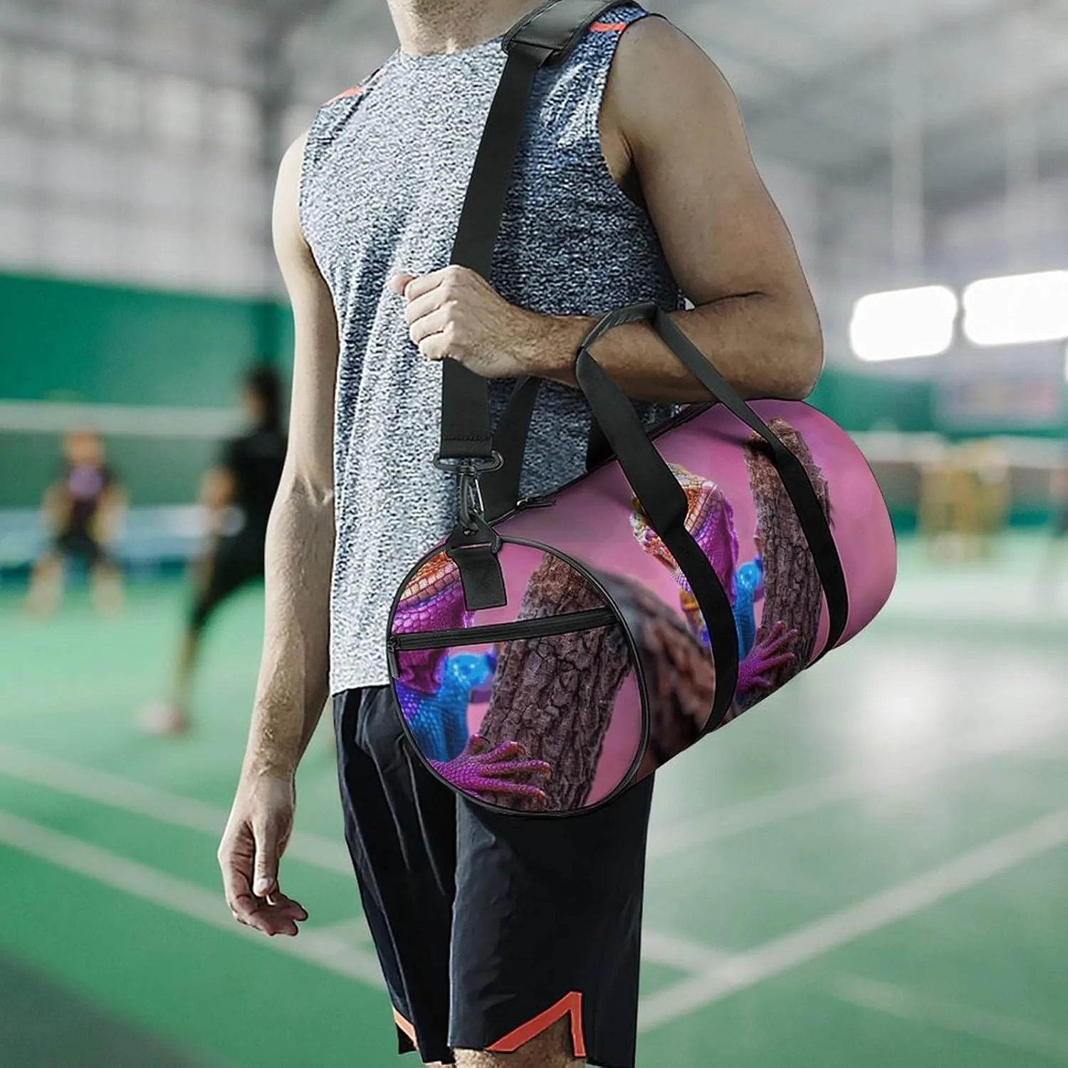 Travel Duffel Bag for Men And Women,Lizard on The Branch Waterproof Sports Fitness Bag Portable Travel Duffel Bag