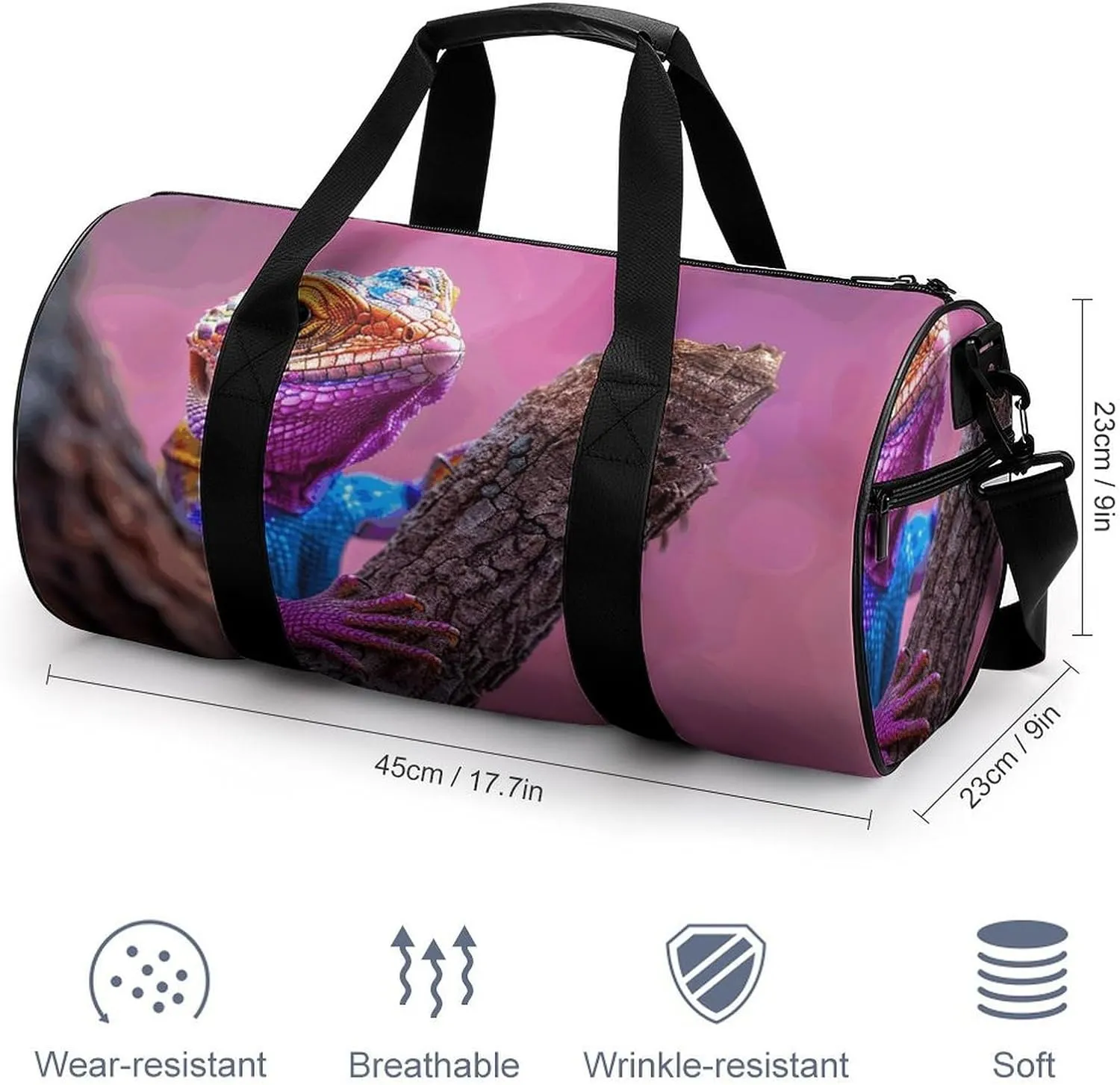 Travel Duffel Bag for Men And Women,Lizard on The Branch Waterproof Sports Fitness Bag Portable Travel Duffel Bag