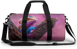 Travel Duffel Bag for Men And Women,Lizard on The Branch Waterproof Sports Fitness Bag Portable Travel Duffel Bag