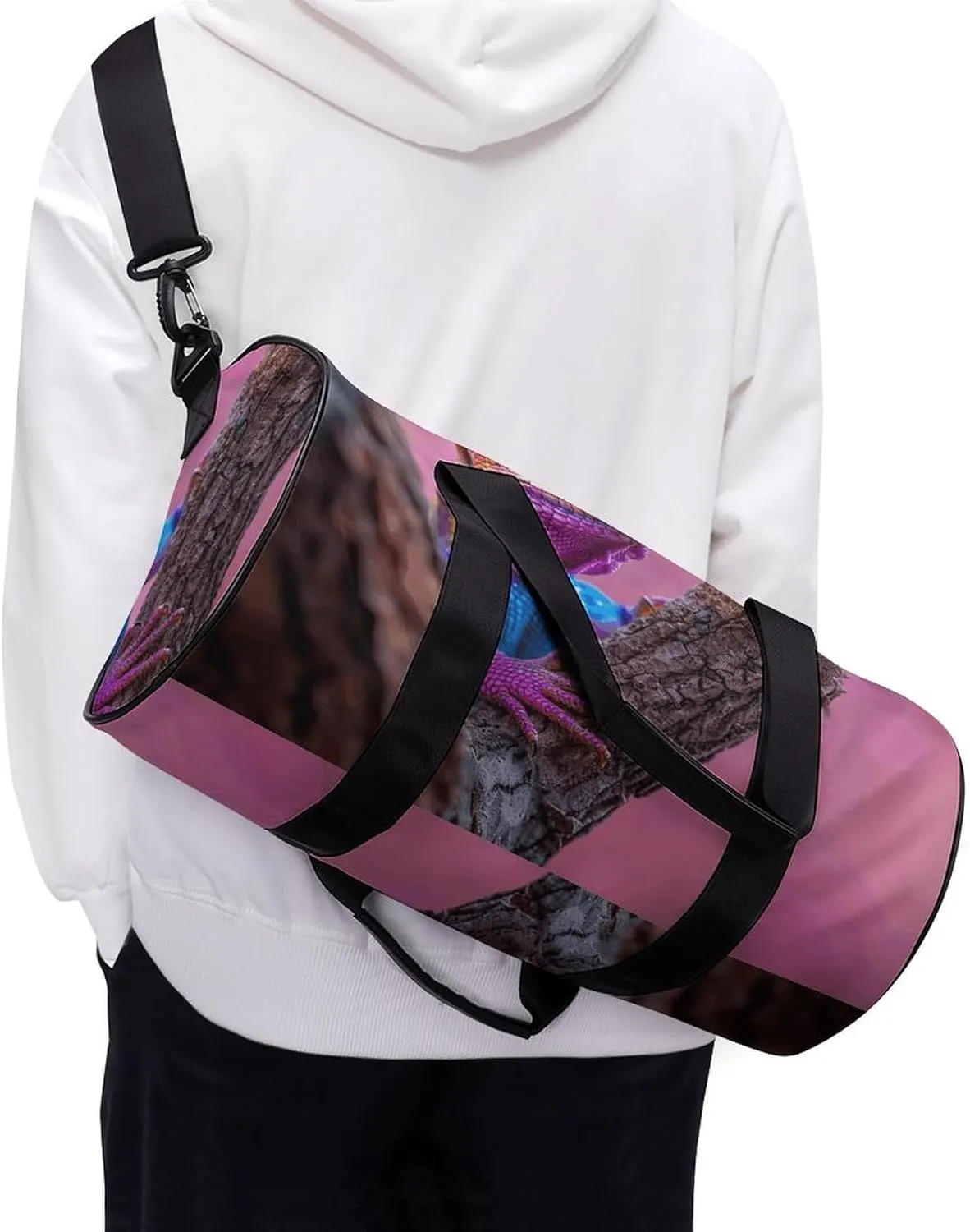Travel Duffel Bag for Men And Women,Lizard on The Branch Waterproof Sports Fitness Bag Portable Travel Duffel Bag
