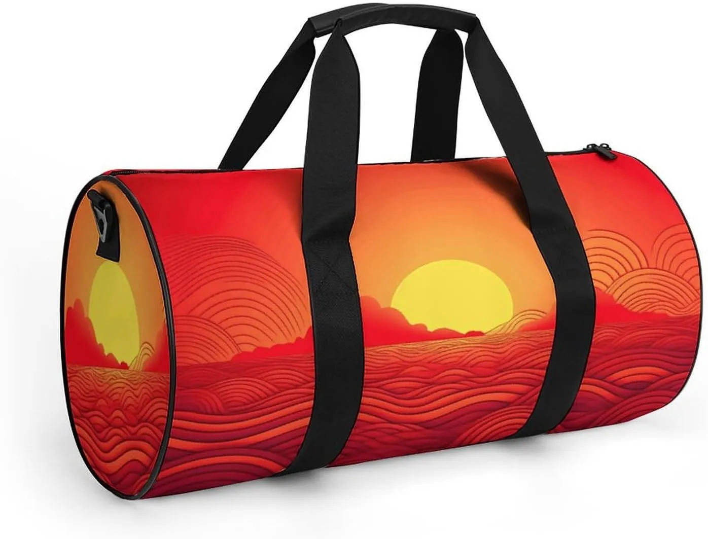 Travel Duffel Bag for Men And Women,Red Sunrise Waterproof Sports Fitness Bag Portable Travel Duffel Bag