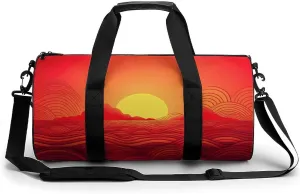 Travel Duffel Bag for Men And Women,Red Sunrise Waterproof Sports Fitness Bag Portable Travel Duffel Bag