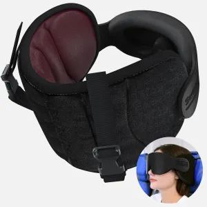 Travel Pillows for Airplanes, Airplane Pillow for Long Flight, Airplane Head Strap with Sleep Eye Mask, 360° Headrest for Car Road Trip, Stop Bobblehead, FSA HSA Eligible Approved, Red
