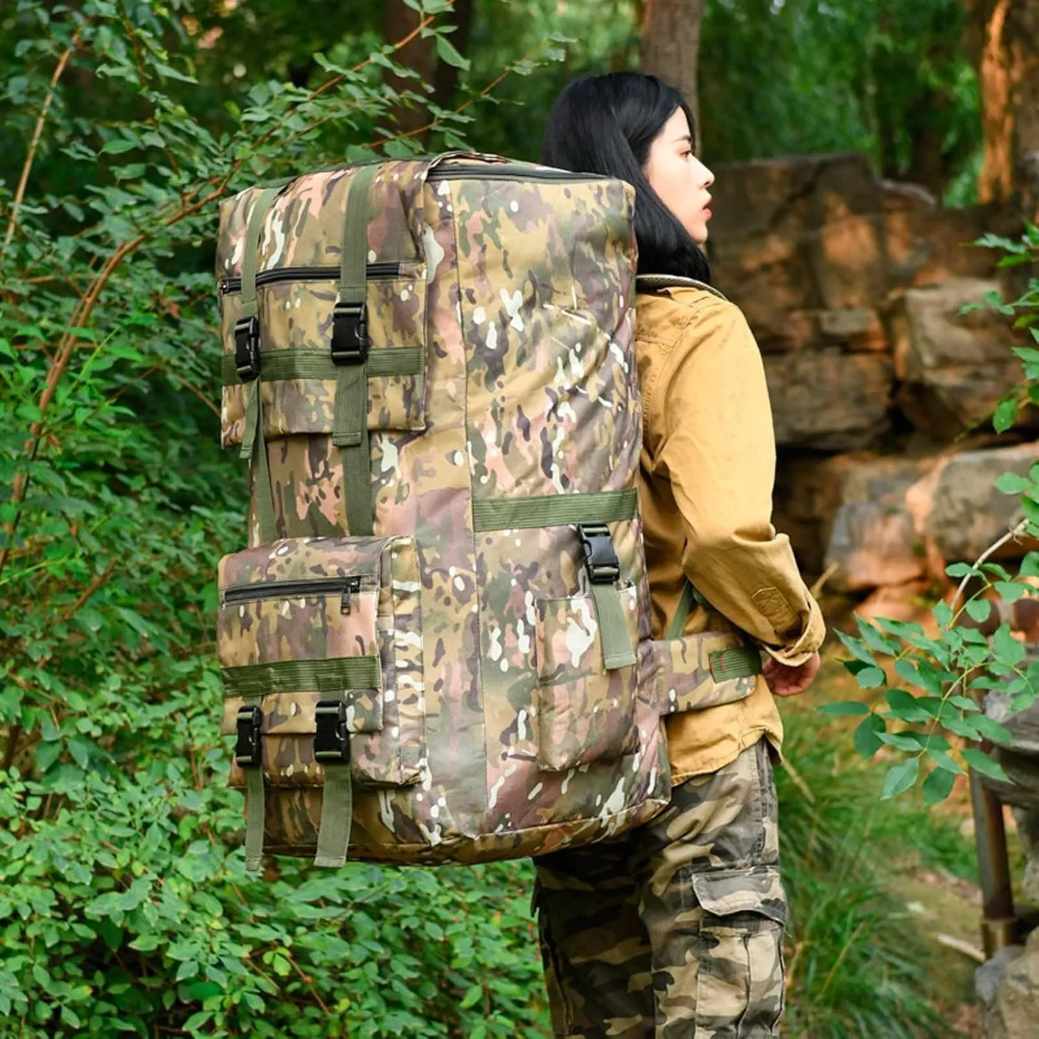 Travel Rucksack for Climbing Cycling Hiking， Trekking Backpack 126L Camping Travel Hiking Large Backpack(S2844)