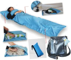 Travel Sleeping Bag Single Person Sky Blue Lightweight Compact Quick for Camping Hotel