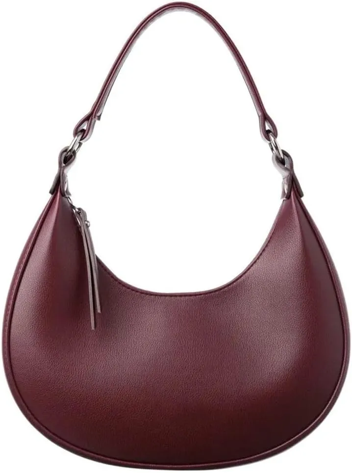 Trendy Half Moon Handbag Portable Large Capacity Shoulder Bag for Women Small Vegan Leather Tote Bag for Work 2025