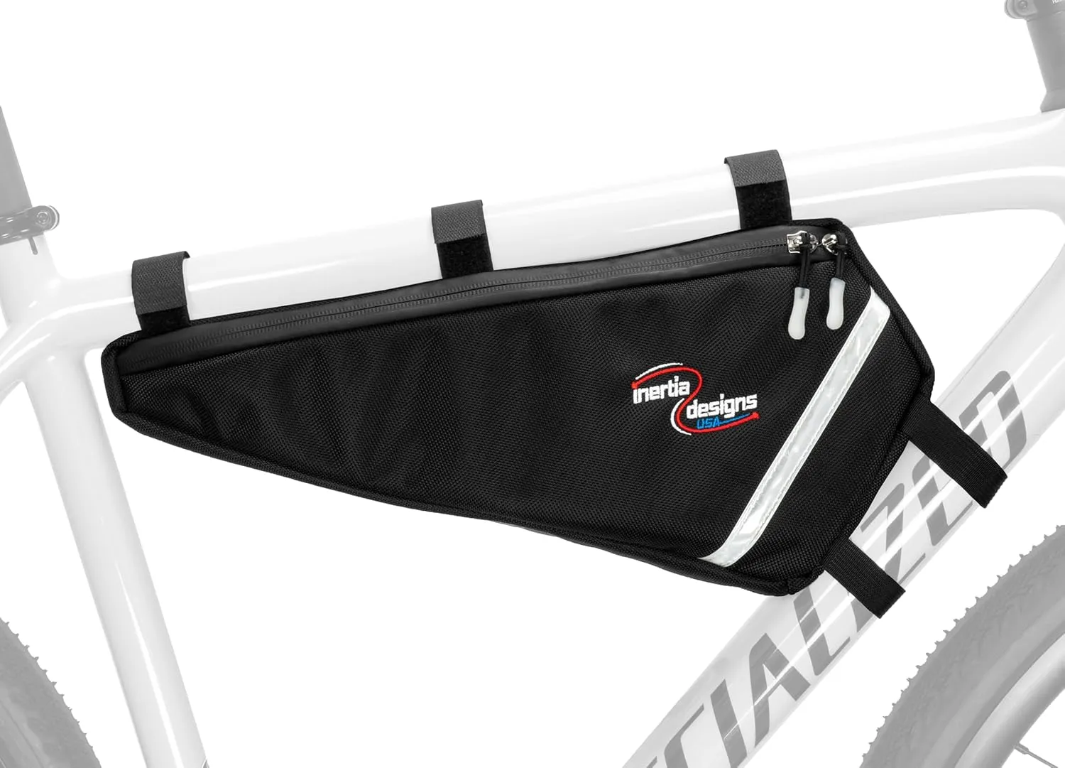 Triangle Bicycle Bag - Form Fitted Frame Mount Storage Solution - Trim Profile for Aerodynamic Efficiency and Rider Comfort - Durable, Tear and Water-Resistant Nylon Construction - Black