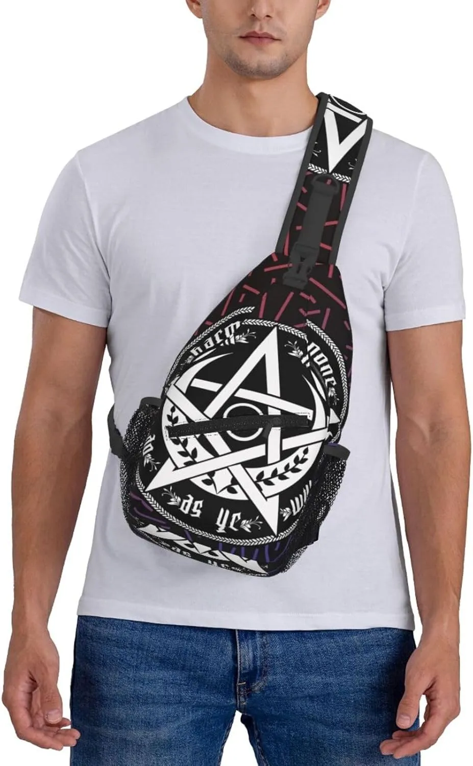 Triple Moon Pentacle Pagan National Small Crossbody Backpack Sling Bag For Men Women Mini One Shoulder Chest Bags Gym Sport Travel Hiking Daypack