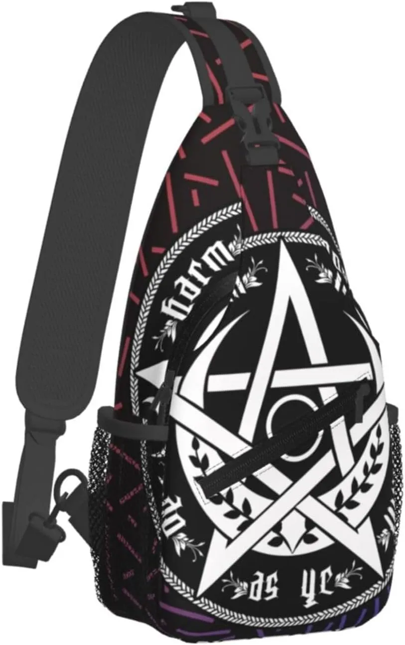 Triple Moon Pentacle Pagan National Small Crossbody Backpack Sling Bag For Men Women Mini One Shoulder Chest Bags Gym Sport Travel Hiking Daypack
