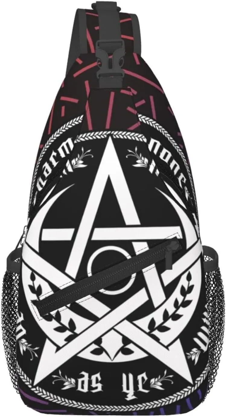 Triple Moon Pentacle Pagan National Small Crossbody Backpack Sling Bag For Men Women Mini One Shoulder Chest Bags Gym Sport Travel Hiking Daypack