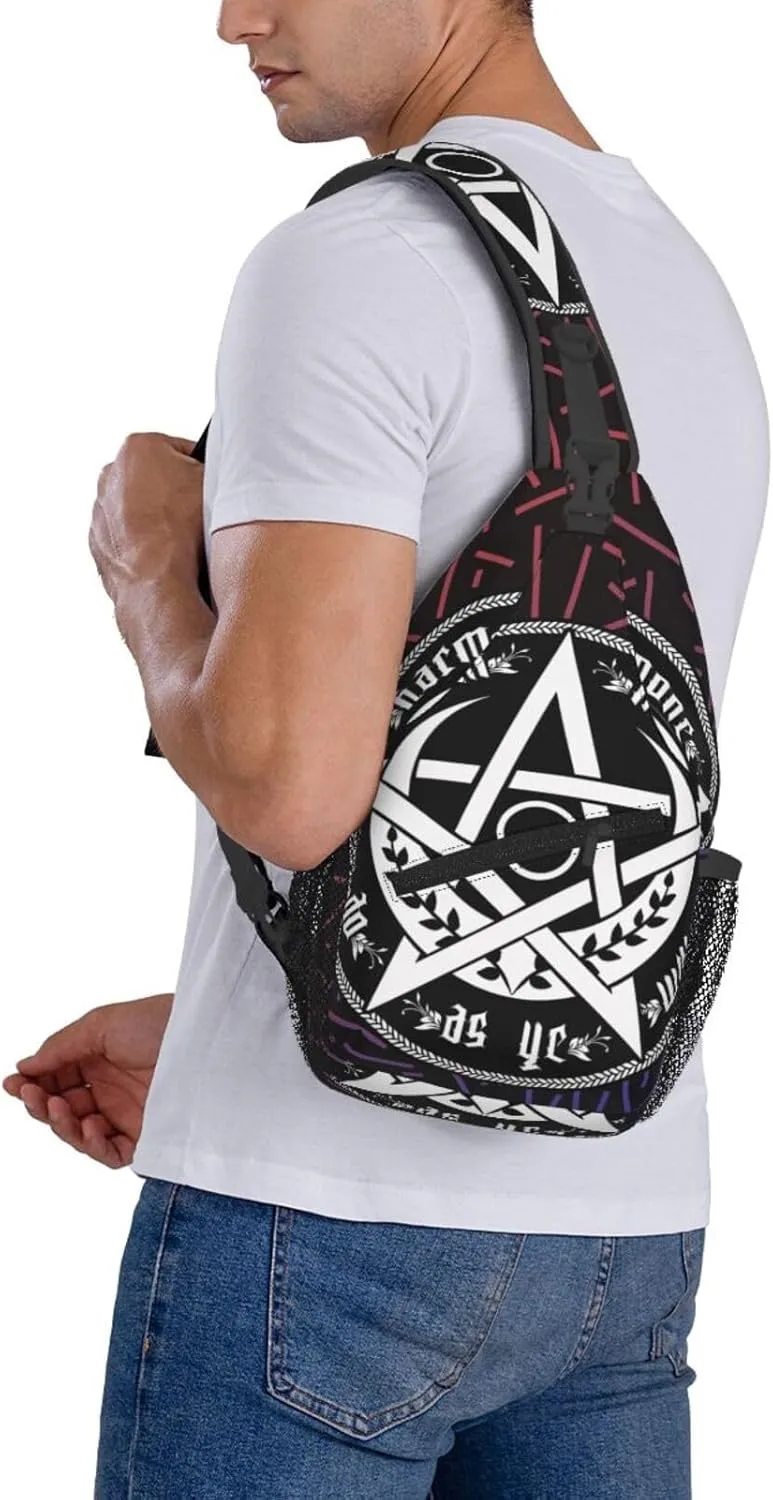 Triple Moon Pentacle Pagan National Small Crossbody Backpack Sling Bag For Men Women Mini One Shoulder Chest Bags Gym Sport Travel Hiking Daypack