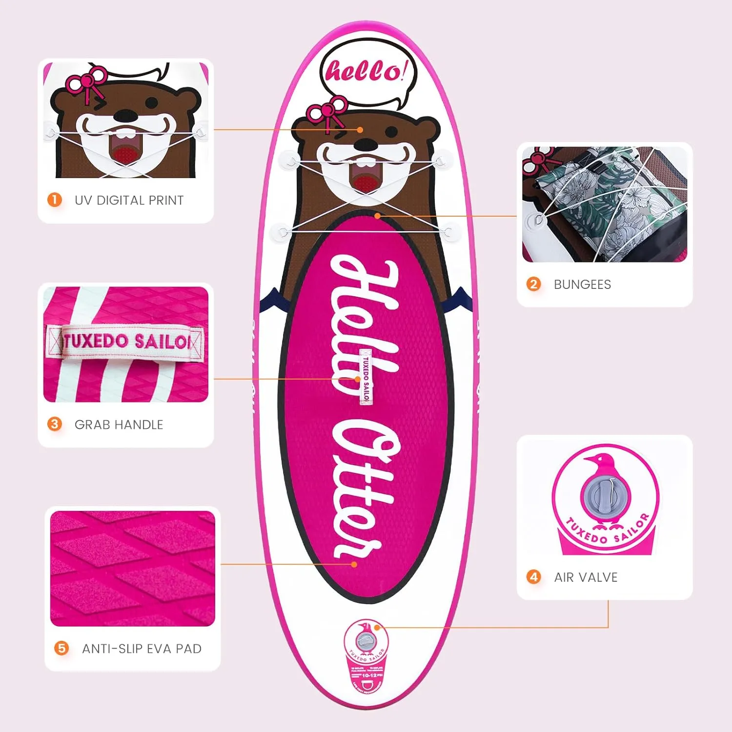 Tuxedo Sailor Inflatable Stand Up Paddle Board with Paddle Board Accessories for Kids and Adult